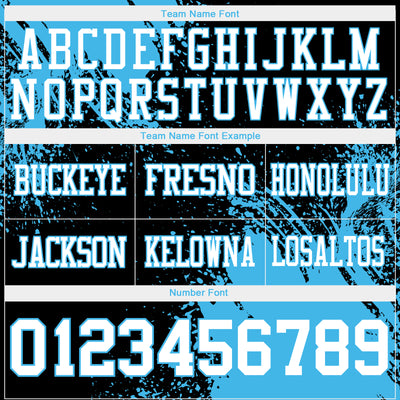 Custom Black White-Sky Blue 3D Pattern Abstract Brush Stroke Authentic Football Jersey