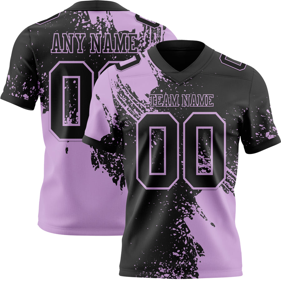 Custom Black Light Purple 3D Pattern Abstract Brush Stroke Authentic Football Jersey
