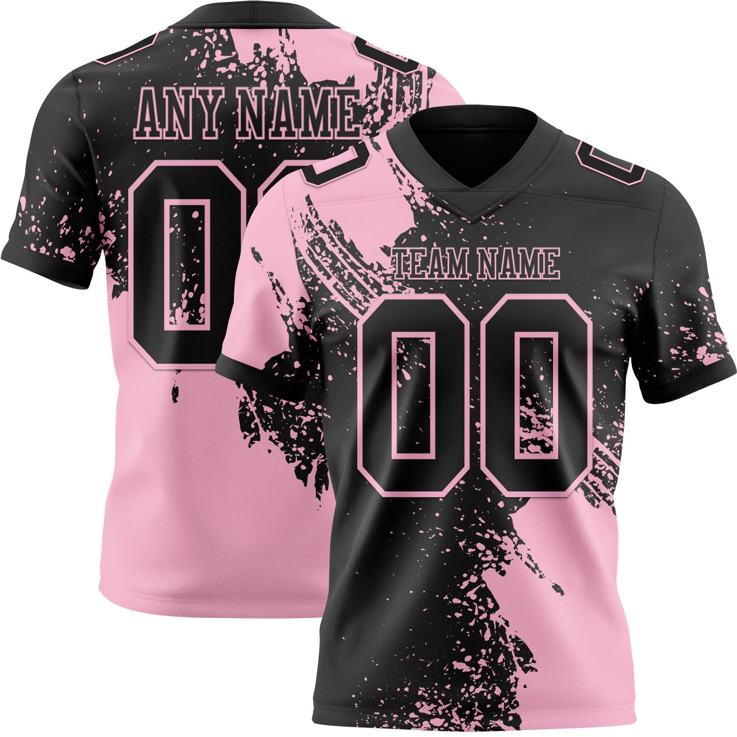 Custom Black Light Pink 3D Pattern Abstract Brush Stroke Authentic Football Jersey