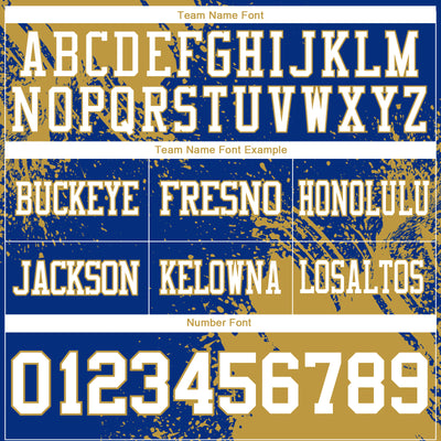 Custom Royal White-Old Gold 3D Pattern Abstract Brush Stroke Authentic Football Jersey
