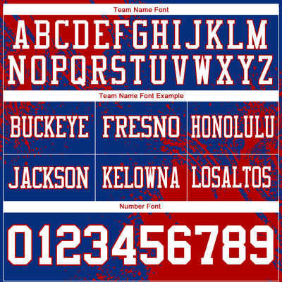 Custom Royal White-Red 3D Pattern Abstract Brush Stroke Authentic Football Jersey