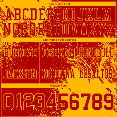 Custom Red Gold 3D Pattern Abstract Brush Stroke Authentic Football Jersey