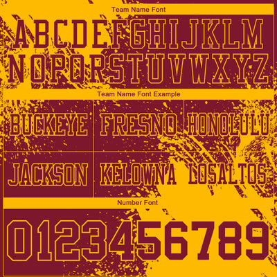 Custom Crimson Gold 3D Pattern Abstract Brush Stroke Authentic Football Jersey