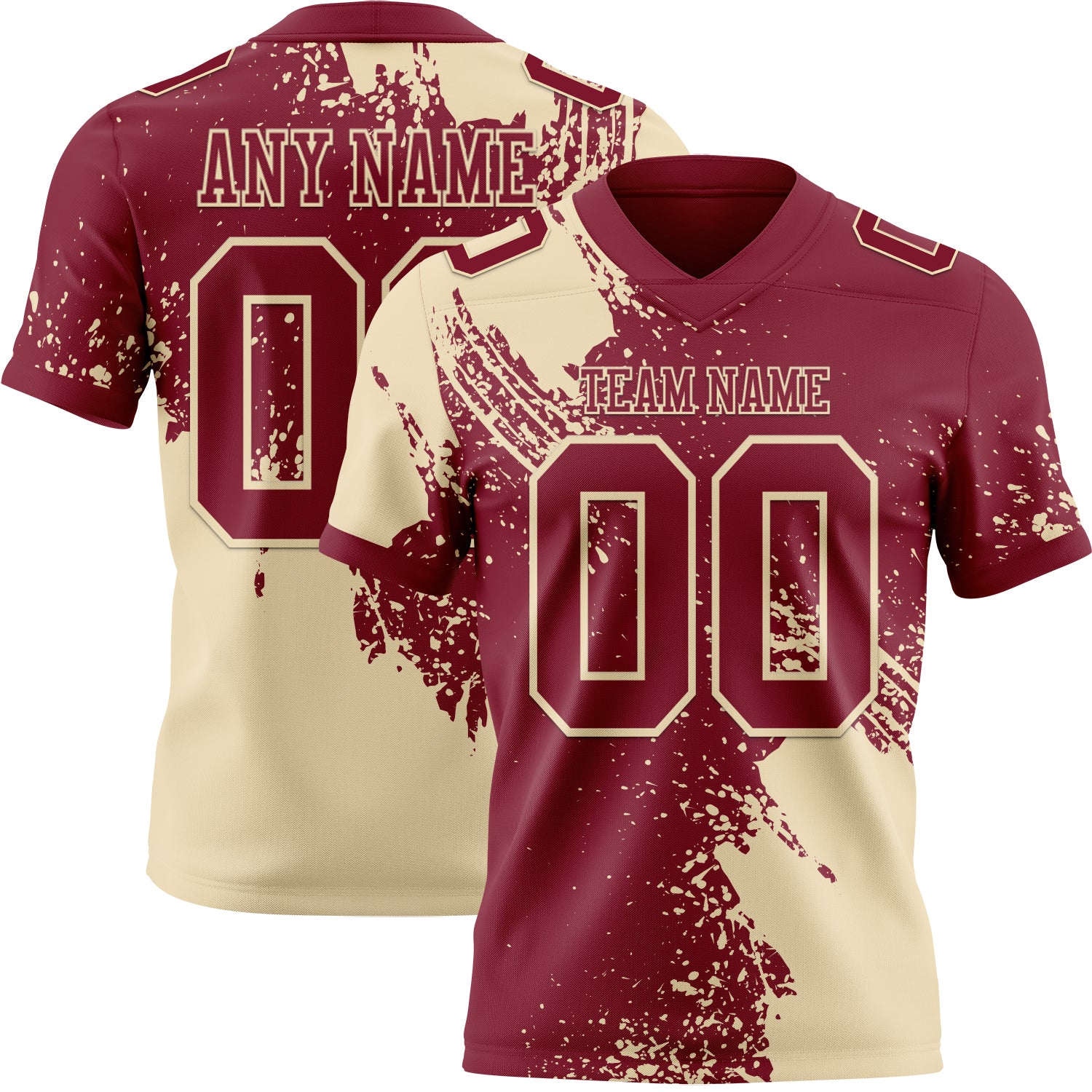 Custom Crimson Cream 3D Pattern Abstract Brush Stroke Authentic Football Jersey