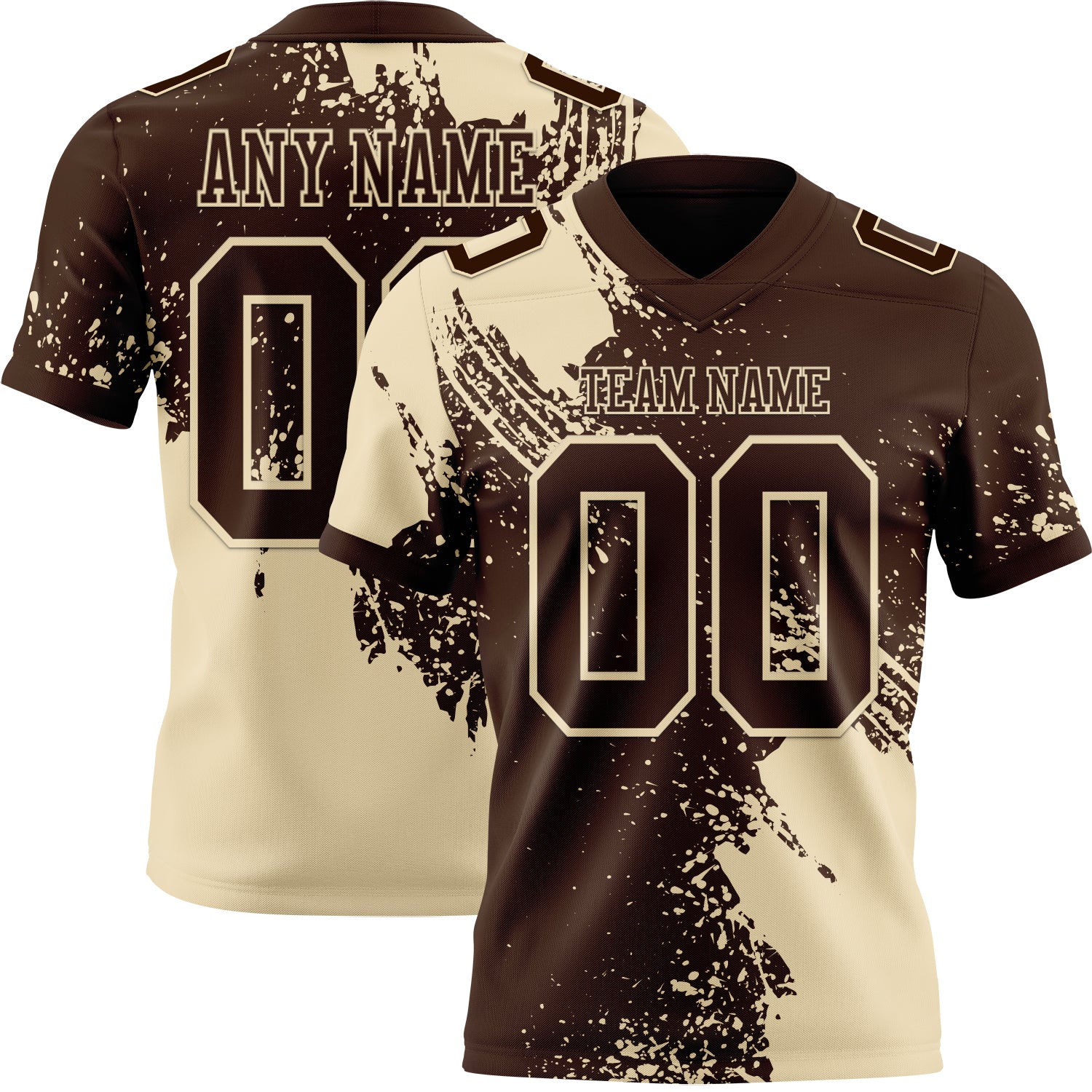 Custom Brown Cream 3D Pattern Abstract Brush Stroke Authentic Football Jersey