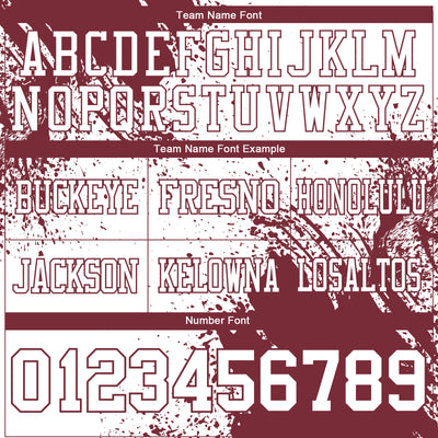 Custom White Burgundy 3D Pattern Abstract Brush Stroke Authentic Football Jersey