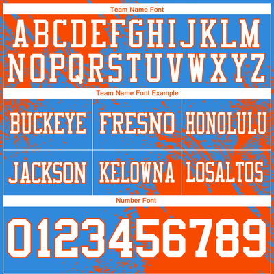 Custom Powder Blue White-Orange 3D Pattern Abstract Brush Stroke Authentic Football Jersey