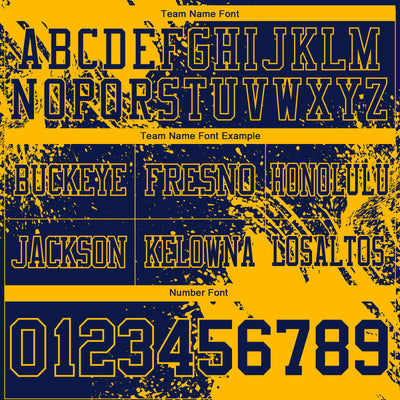 Custom Navy Gold 3D Pattern Abstract Brush Stroke Authentic Football Jersey
