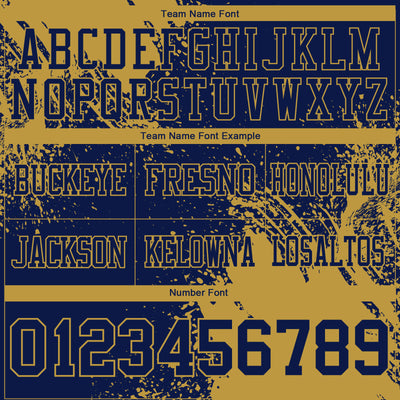 Custom Navy Old Gold 3D Pattern Abstract Brush Stroke Authentic Football Jersey
