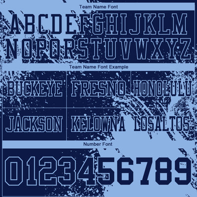 Custom Navy Light Blue 3D Pattern Abstract Brush Stroke Authentic Football Jersey