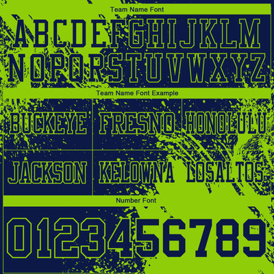 Custom Navy Neon Green 3D Pattern Abstract Brush Stroke Authentic Football Jersey