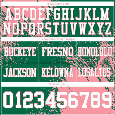 Custom Kelly Green White-Medium Pink 3D Pattern Abstract Brush Stroke Authentic Football Jersey