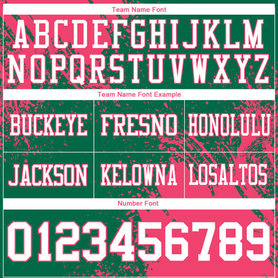 Custom Kelly Green White-Neon Pink 3D Pattern Abstract Brush Stroke Authentic Football Jersey
