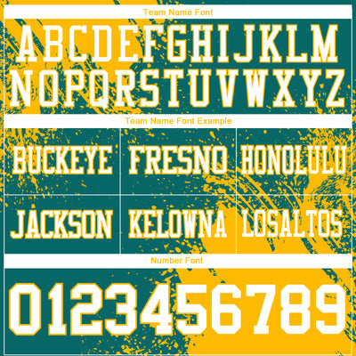 Custom Teal White-Gold 3D Pattern Abstract Brush Stroke Authentic Football Jersey