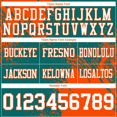 Custom Teal White-Orange 3D Pattern Abstract Brush Stroke Authentic Football Jersey