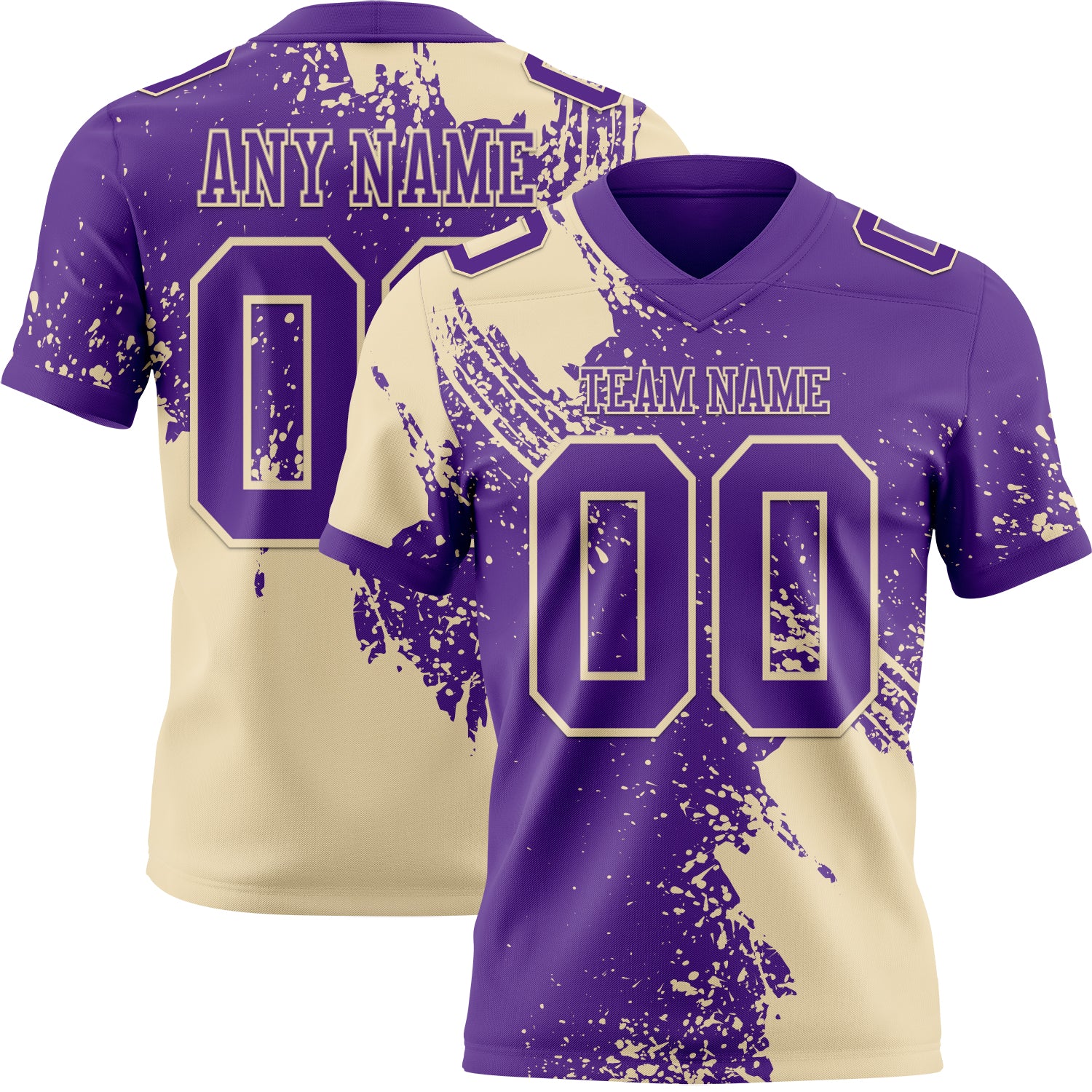 Custom Purple Cream 3D Pattern Abstract Brush Stroke Authentic Football Jersey