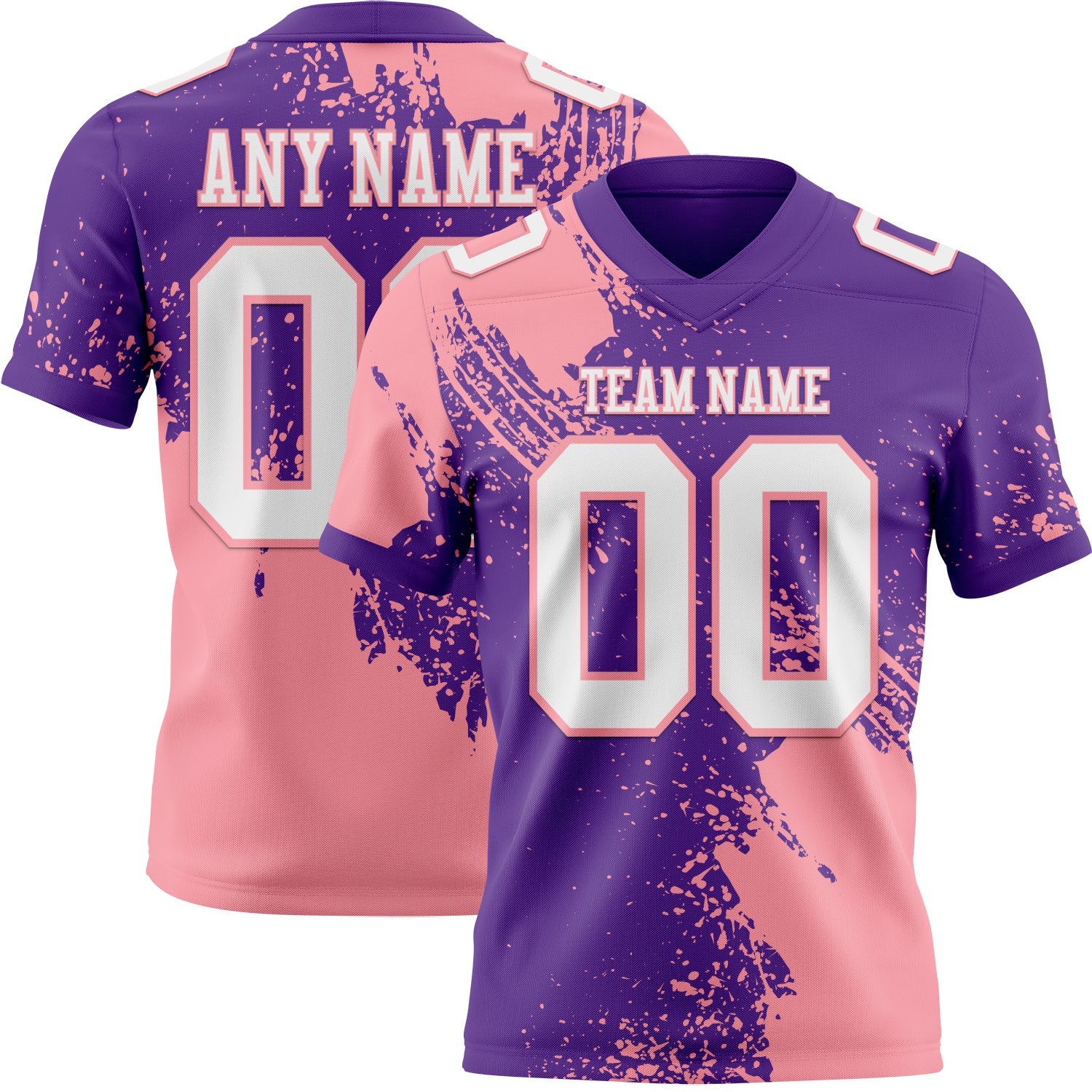 Custom Purple White-Medium Pink 3D Pattern Abstract Brush Stroke Authentic Football Jersey