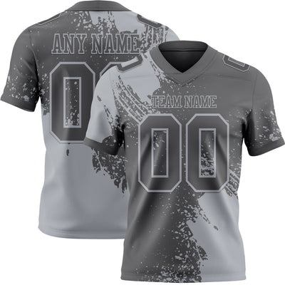 Custom Steel Gray Gray 3D Pattern Abstract Brush Stroke Authentic Football Jersey