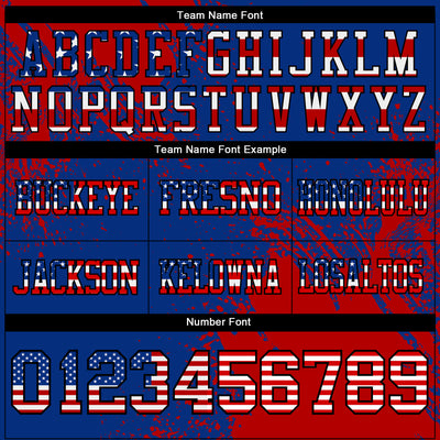 Custom Royal USA Flag Red-Black 3D Pattern Abstract Brush Stroke Authentic Football Jersey