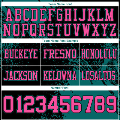 Custom Black Pink-Teal 3D Pattern Abstract Brush Stroke Authentic Football Jersey