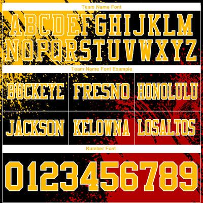 Custom Black Gold Red-White 3D Pattern Abstract Brush Stroke Authentic Football Jersey