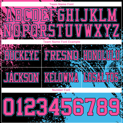 Custom Black Pink-Sky Blue 3D Pattern Abstract Brush Stroke Authentic Football Jersey