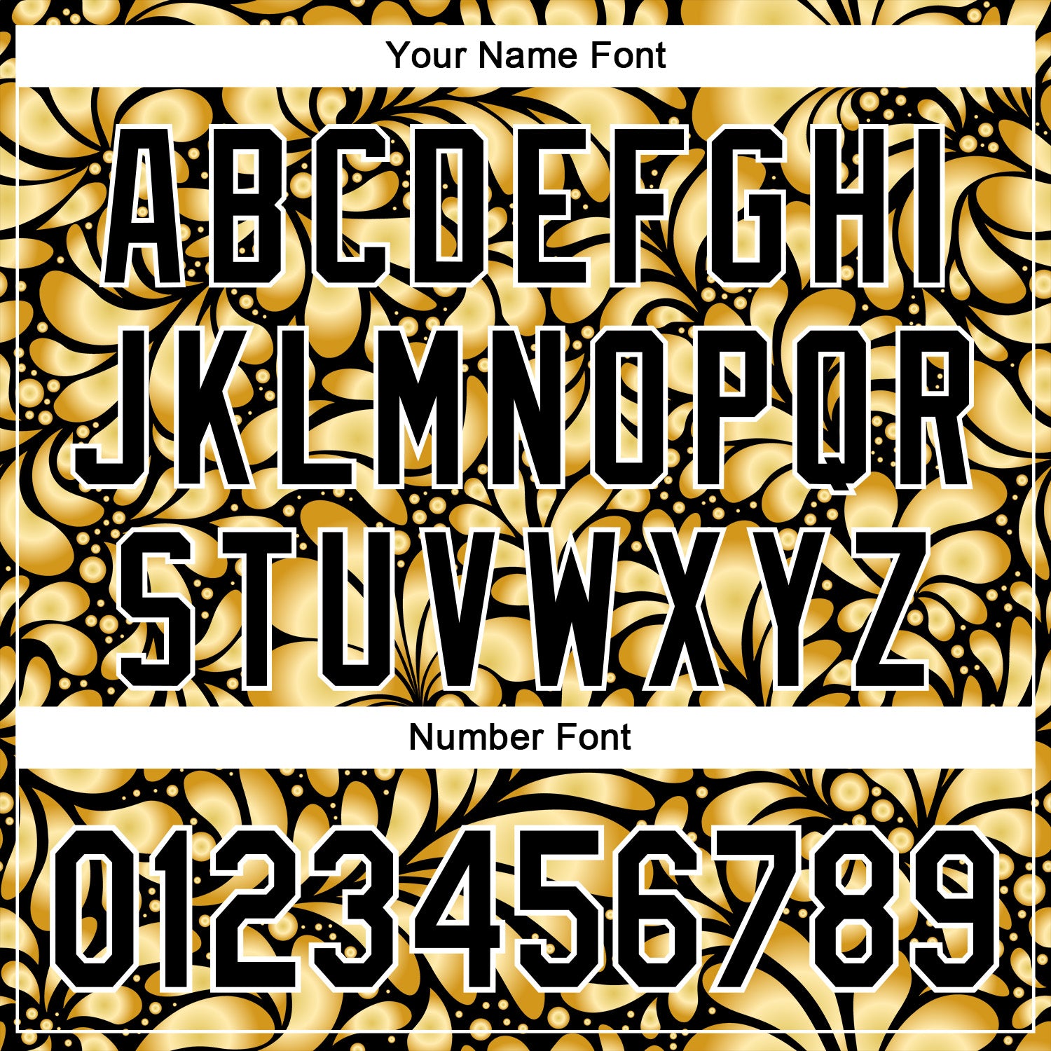 Custom Stitched Black White 3D Pattern Design Golden Subtle Floral Sports Pullover Sweatshirt Hoodie