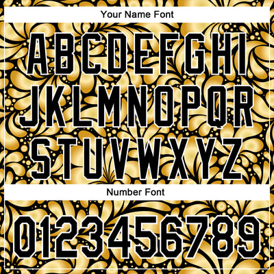 Custom Stitched Black White 3D Pattern Design Golden Subtle Floral Sports Pullover Sweatshirt Hoodie