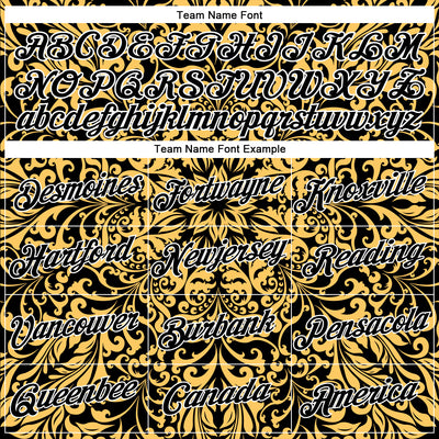 Custom Stitched Black White 3D Pattern Design Golden Subtle Floral Sports Pullover Sweatshirt Hoodie