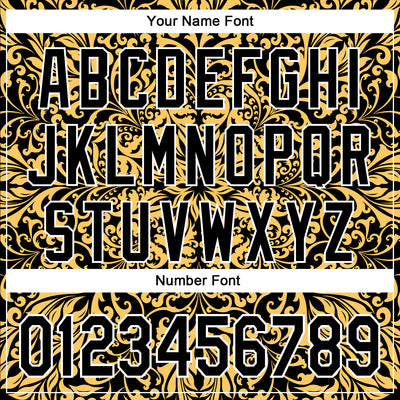 Custom Stitched Black White 3D Pattern Design Golden Subtle Floral Sports Pullover Sweatshirt Hoodie