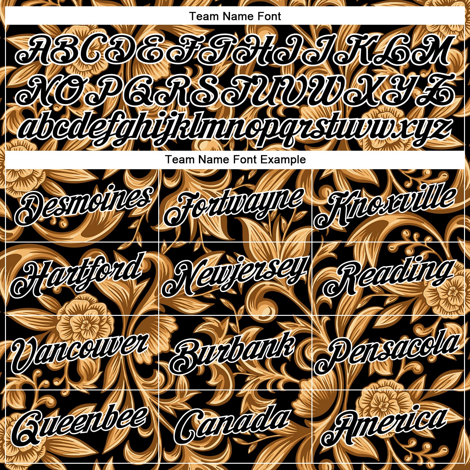 Custom Stitched Black White 3D Pattern Design Golden Subtle Floral Sports Pullover Sweatshirt Hoodie