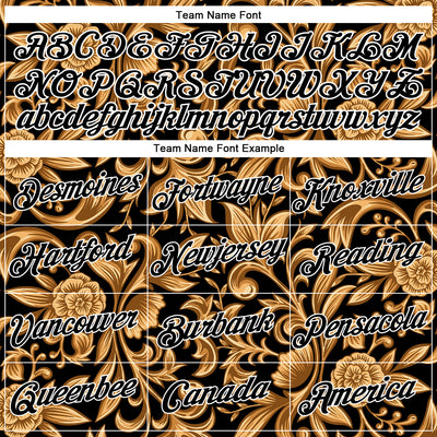 Custom Stitched Black White 3D Pattern Design Golden Subtle Floral Sports Pullover Sweatshirt Hoodie