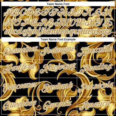 Custom Stitched Black Old Gold-White 3D Pattern Design Golden Subtle Floral Sports Pullover Sweatshirt Hoodie