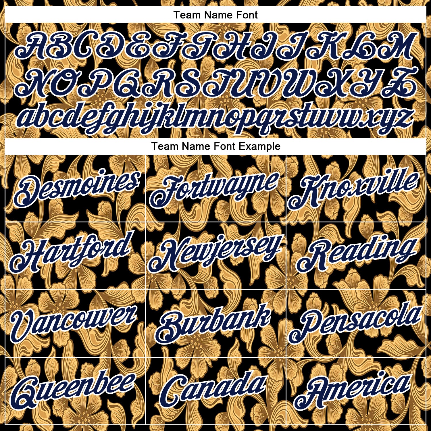 Custom Stitched Black Navy-White 3D Pattern Design Golden Subtle Floral Sports Pullover Sweatshirt Hoodie