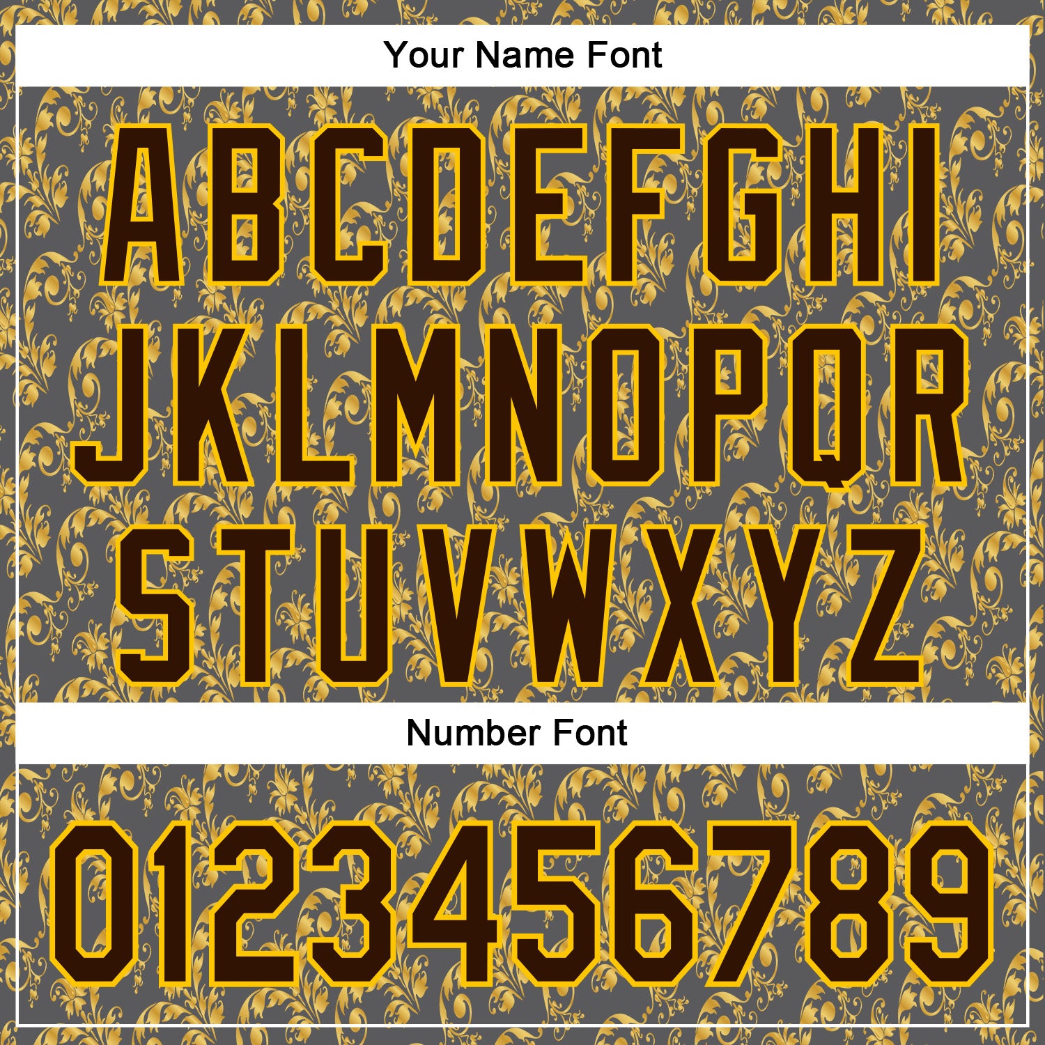 Custom Stitched Steel Gray Brown-Yellow 3D Pattern Design Golden Subtle Floral Sports Pullover Sweatshirt Hoodie