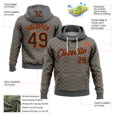 Custom Stitched Steel Gray Black Gold-Orange 3D Pattern Design Line Geometric Shape Sports Pullover Sweatshirt Hoodie