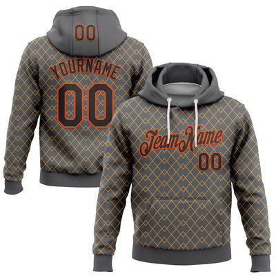 Custom Stitched Steel Gray Black Gold-Orange 3D Pattern Design Line Geometric Shape Sports Pullover Sweatshirt Hoodie