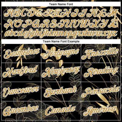 Custom Stitched Black Old Gold-White 3D Pattern Design Golden Subtle Floral Sports Pullover Sweatshirt Hoodie