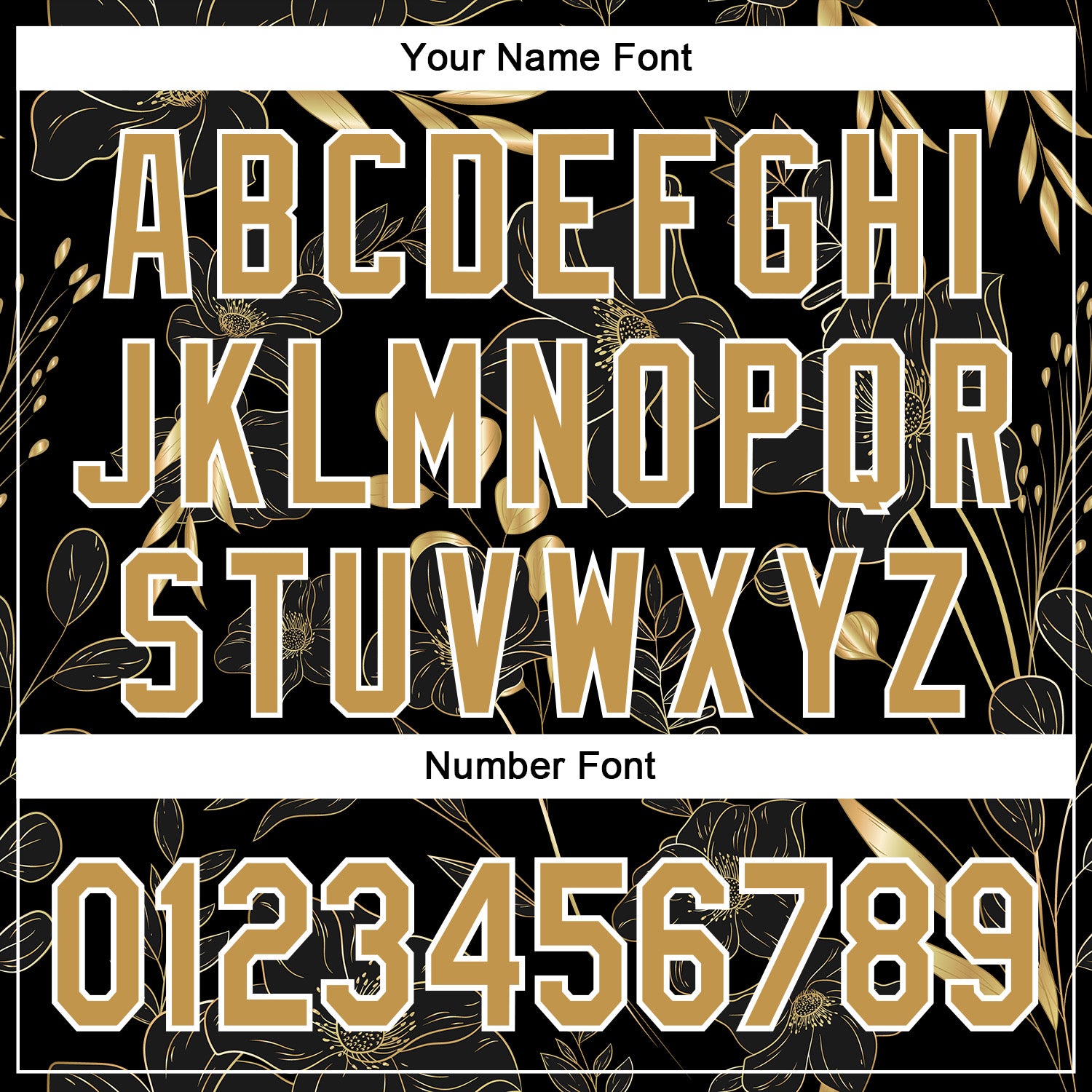 Custom Stitched Black Old Gold-White 3D Pattern Design Golden Subtle Floral Sports Pullover Sweatshirt Hoodie