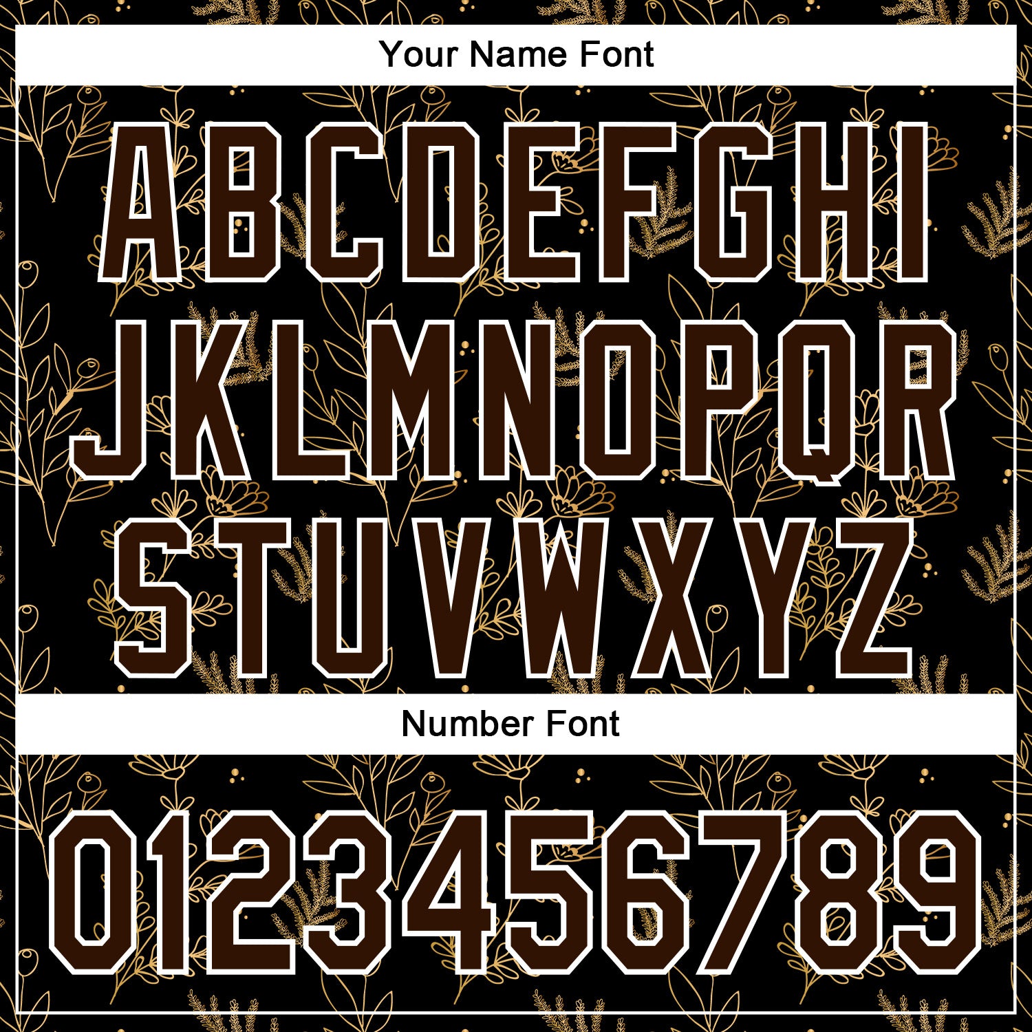 Custom Stitched Black Brown-White 3D Pattern Design Golden Subtle Floral Sports Pullover Sweatshirt Hoodie