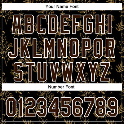 Custom Stitched Black Brown-White 3D Pattern Design Golden Subtle Floral Sports Pullover Sweatshirt Hoodie