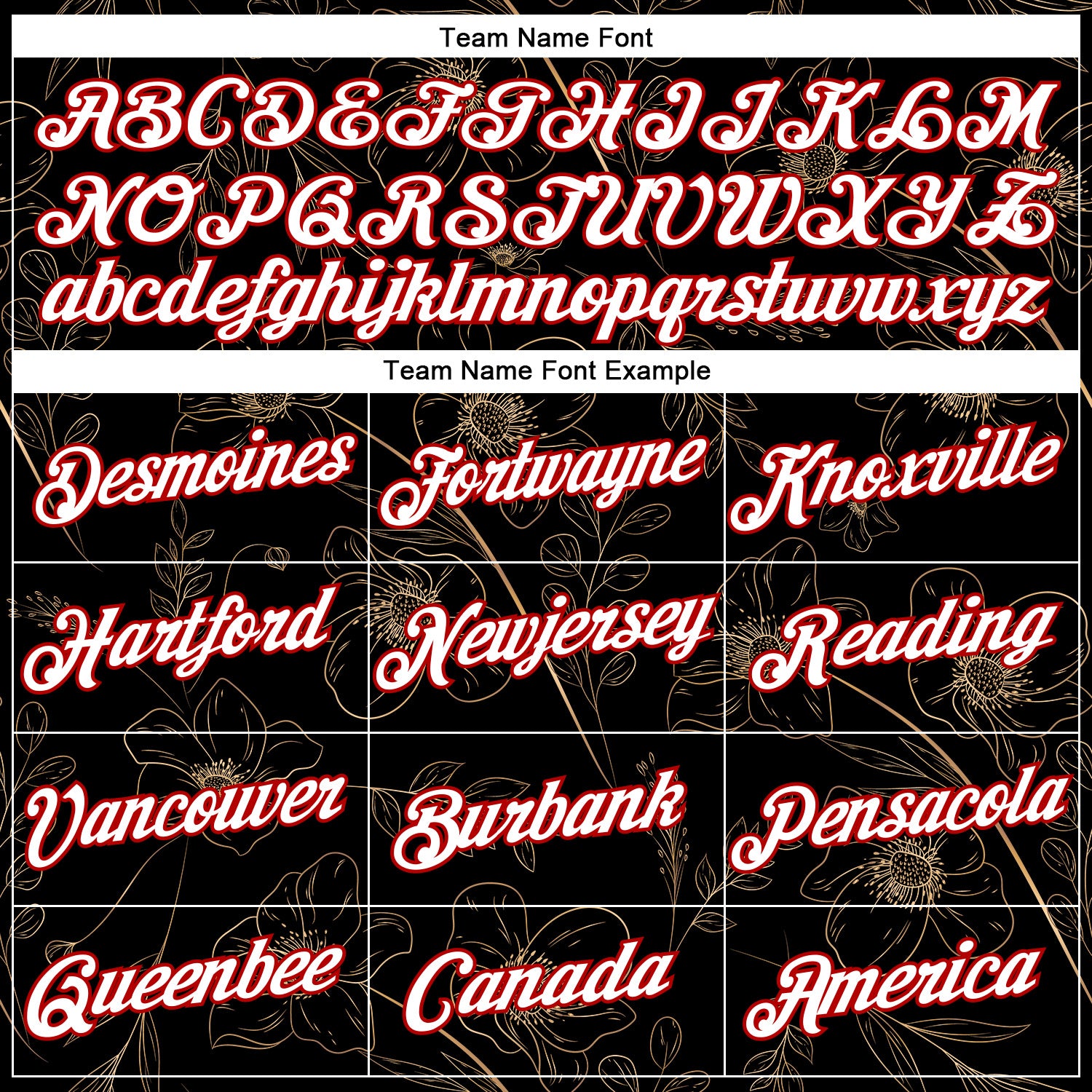 Custom Stitched Black White-Red 3D Pattern Design Golden Subtle Floral Sports Pullover Sweatshirt Hoodie