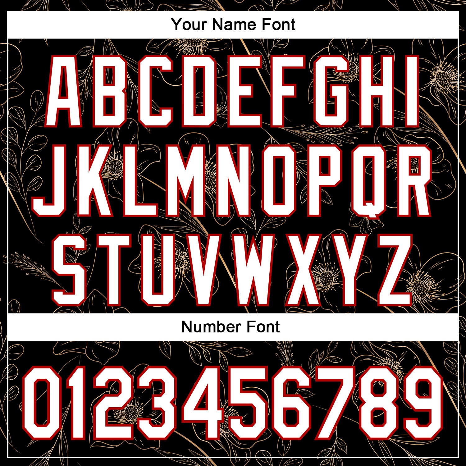 Custom Stitched Black White-Red 3D Pattern Design Golden Subtle Floral Sports Pullover Sweatshirt Hoodie