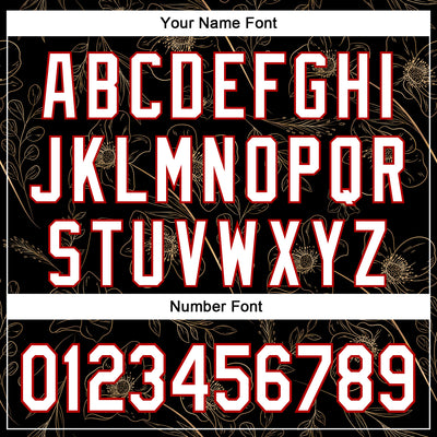 Custom Stitched Black White-Red 3D Pattern Design Golden Subtle Floral Sports Pullover Sweatshirt Hoodie