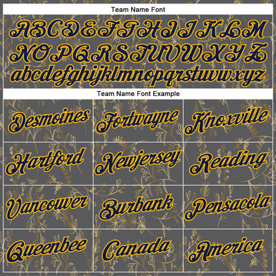 Custom Stitched Steel Gray Navy-Gold 3D Pattern Design Golden Subtle Floral Sports Pullover Sweatshirt Hoodie