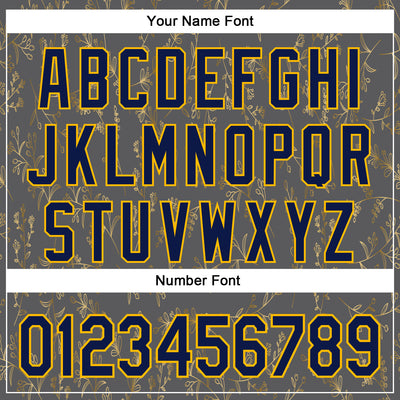 Custom Stitched Steel Gray Navy-Gold 3D Pattern Design Golden Subtle Floral Sports Pullover Sweatshirt Hoodie