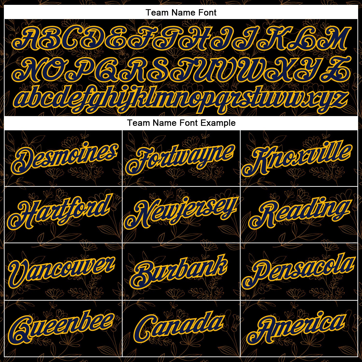 Custom Stitched Black Navy-Gold 3D Pattern Design Golden Subtle Floral Sports Pullover Sweatshirt Hoodie