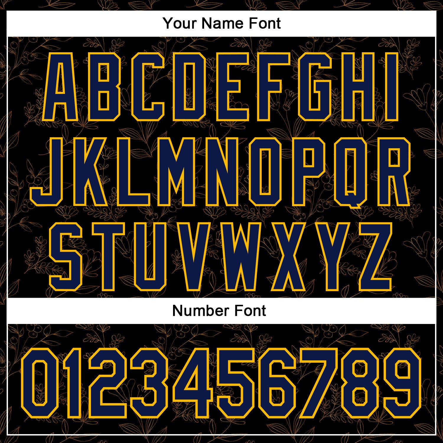 Custom Stitched Black Navy-Gold 3D Pattern Design Golden Subtle Floral Sports Pullover Sweatshirt Hoodie