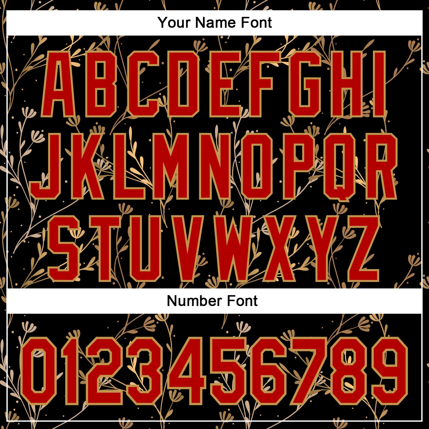 Custom Stitched Black Red-Old Gold 3D Pattern Design Golden Subtle Floral Sports Pullover Sweatshirt Hoodie