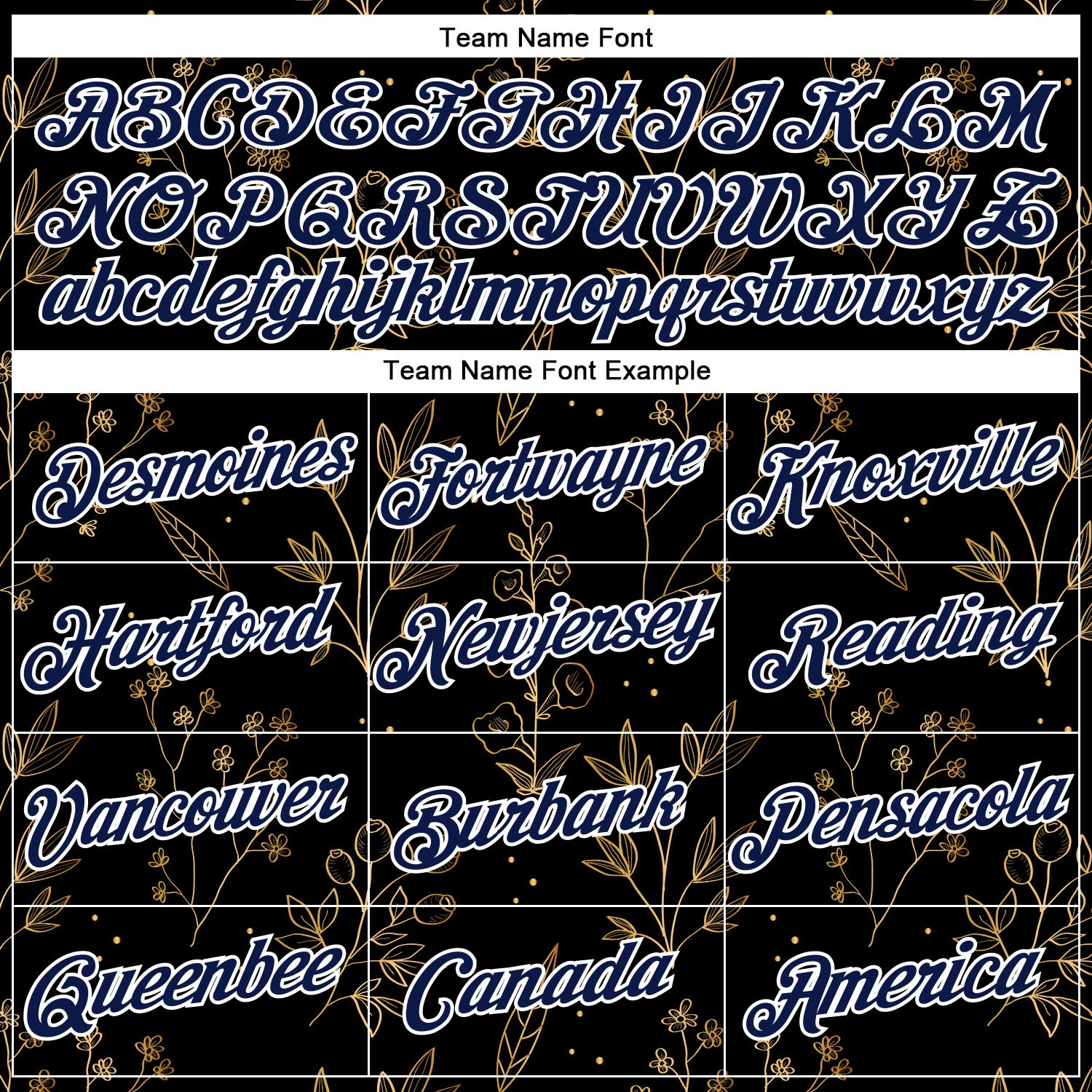 Custom Stitched Black Navy-White 3D Pattern Design Golden Subtle Floral Sports Pullover Sweatshirt Hoodie